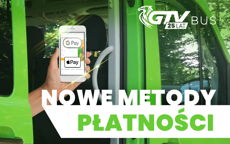 Telefon z płatnością na tle busa