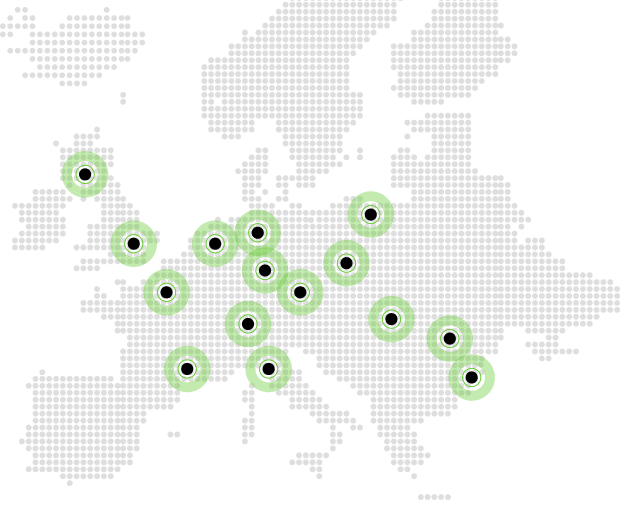 Mapa z zaznaczonymi punktami